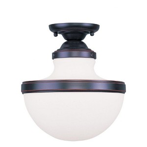 Livex Lighting Oldwick 1 - Light Flush Mount in  Brushed Nickel - 1 of 1