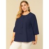 Agnes Orinda Women's Plus Size Stylish Tie Neck 3/4 Ruffle Sleeves Work Office Blouses - 4 of 4