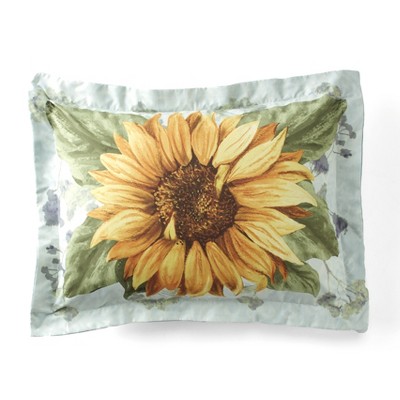 Lakeside Spring Sunflower Standard Size Accent Pillow Sham - Floral Bedspread Accent