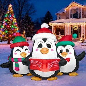 Joyfy 6 FT Long Christmas Inflatable Outdoor Decorations, Blow Up Penguins Choir with Built-in LEDs for Xmas Party Outdoor Indoor Yard Garden Decor - 1 of 4