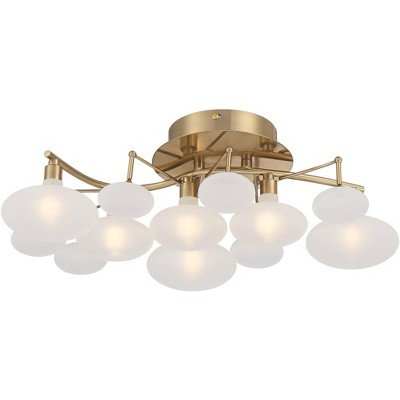 Possini Euro Design Modern Ceiling Light Semi Flush Mount Fixture 19 1/4  Wide Soft Gold 6-light Opal Glass Shade Bedroom Kitchen : Target