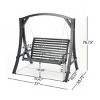 Wood Porch Gray Swing Loveseat with Stand and Chains, Weather-Resistant Grey Finish, Outdoor Swing for Patio, Garden or Backyard-Maison Boucle - 3 of 4