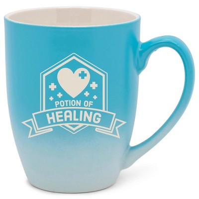100 North Magic Potion 10 Ounce Blue and White Two Toned Ombre, Comfortably Fits Your Hands, Ceramic Tea Coffee Cup Mug, Potion of Healing