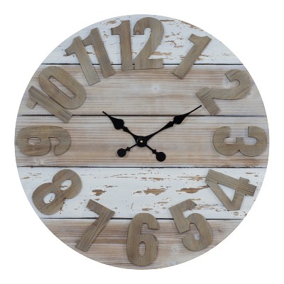VIP Home & Garden 30"x2"x30" Wood Wall Clock 30" Cream/Brown