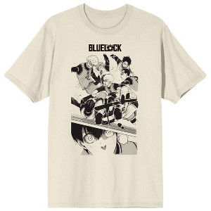 Blue Lock Manga Teams Fighting & Shocked Isagi Crew Neck Short Sleeve Natural Men's T-shirt - 1 of 2