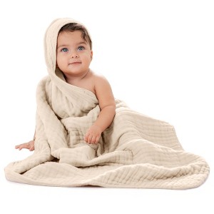 Baby Hooded Muslin Cotton Towel for Kids by Comfy Cubs - 1 of 4