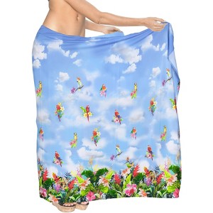 HAPPY BAY Women's Bikini Sarong Swimwear Swim Cover Up Skirt Summer Wraps Swimsuit Beach Wrap Coverups for Women Beachwear One Size Blue,Floral - 1 of 4