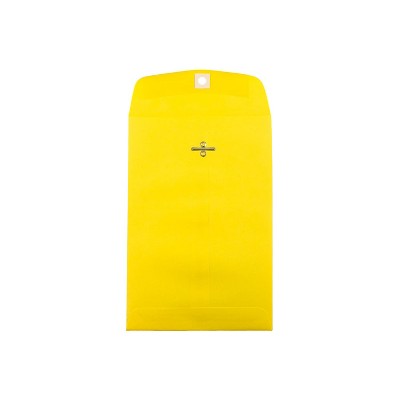 JAM Paper 6 x 9 Open End Catalog Colored Envelopes with Clasp Closure Yellow Recycled 25/Pack
