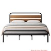 King Size Bed Frame w/Wood Headboard, Easy Assembly Metal Platform Bed w/ Noise Free Heavy Duty Steel Slats Support, Under-Bed Storage - 2 of 4