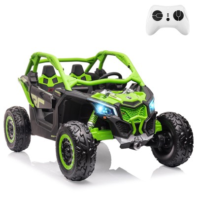 Ride on UTV with RC for Kids, 2 Seats Width Electric Vehicle, EVA Wheels,Music,Head+Tail Light, Licensed by CAN-AM UTV