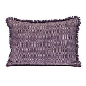 HomeRoots 14" X 20" Purple and White Striped Cotton Throw Pillow With Fringe - 1 of 4