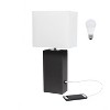 Modern Leather Table Lamp with USB and Fabric Shade - Elegant Designs - 3 of 4