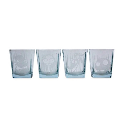 Silver Buffalo Nightmare Before Christmas Characters 4 Piece 9oz Rock Glass Set