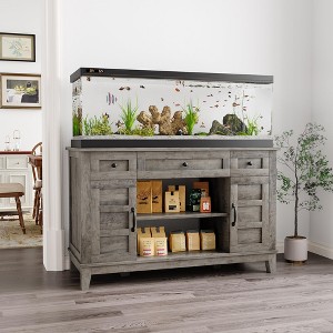 55-75 Gallon Aquarium Stand with Power Outlet - 1400LBS Heavy Duty Fish Tank Cabinet for Turtle & Reptile Terrariums - 1 of 4