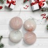 Northlight Snowflakes Glass Ball Christmas Ornaments - 3" (80mm) - Pink and White  - 4ct - 2 of 4