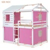 NicBex Twin Size/Full Size Bunk Bed with Built-in Ladder,House-Shaped Loft Bed with Fence for Bedroom,Pink/Blue - 3 of 4