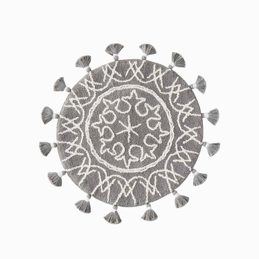  Round Medallia Bath Rug Gray