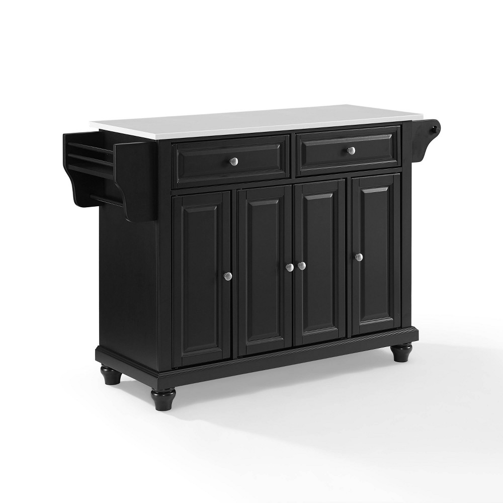 Cambridge Granite Top Full Size Kitchen Island/Cart Black - Crosley: Traditional Farmhouse Style, Wood & MDF Frame, Granite Surface