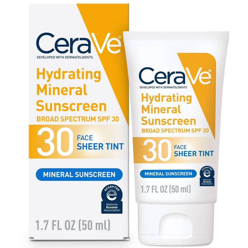CeraVe Hydrating Mineral Tinted Face Sunscreen Lotion - SPF 30 - 1.7 fl oz, 1 of 14