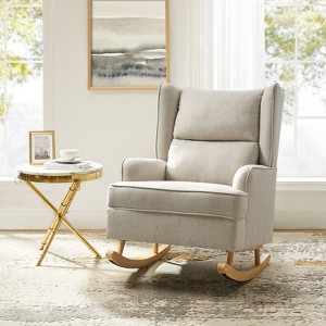 Adrian Modern Rocking Chair with Solid Wooden legs|HULALA HOME-LINEN - 1 of 4