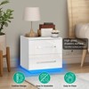 Hommpa Modern High Gloss LED Nightstand with 2 Drawers & Handle - 2 of 4