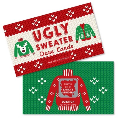 Big Dot of Happiness Ugly Sweater - Holiday and Christmas Party Game Scratch Off Dare Cards - 22 Count