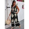 I AM A FASHION JUNKY Plus Size Printed Knot Shoulder Wide Leg Sets - 3 of 4