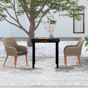 3 Piece Patio Dining Set with Cushions Brown vidaXL - 1 of 4