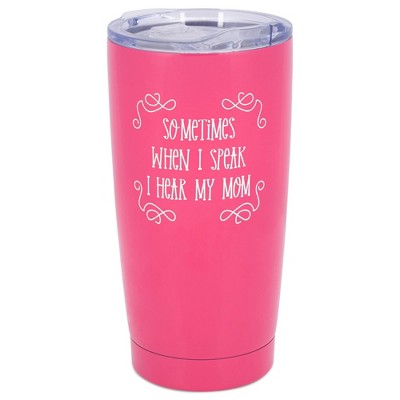 Dicksons SSTUMPK-36 Bubblegum Hot Pink 20 Ounce Stainless Steel Travel Tumbler Mug with Lid, I Hear My Mom