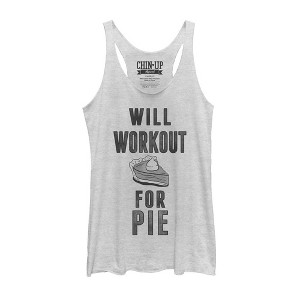 Women's CHIN UP Will Workout for Pie Racerback Tank Top - 1 of 3