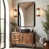 Matte Black Painted Aluminum Alloy Rectangular Wall Mirror with Rounded Corners - 3 of 4