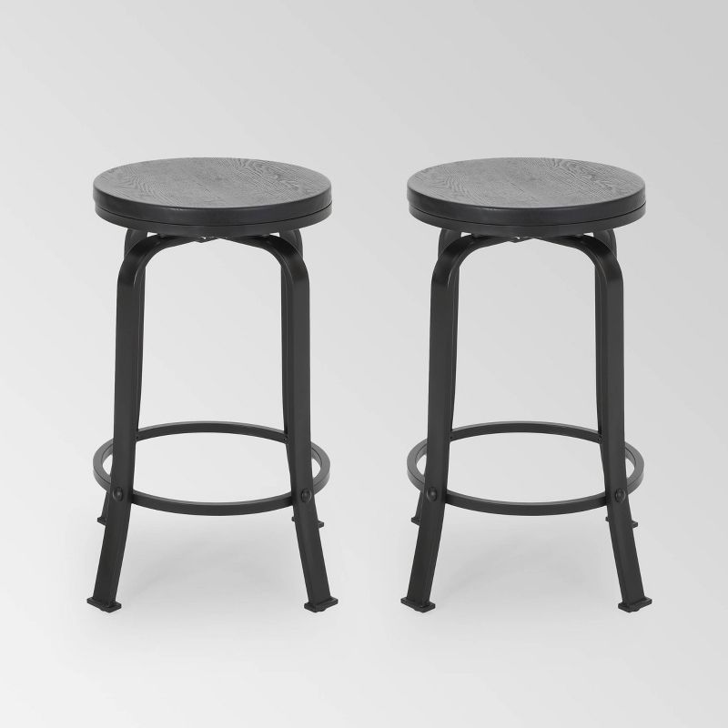 Set of 2 Skyla Modern Industrial Swivel Counter Height Barstool - Christopher Knight Home, 1 of 8