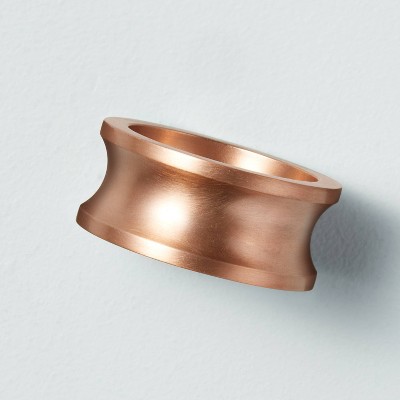 4pc Sculpted Metal Napkin Ring Set Copper Finish - Hearth &#38; Hand&#8482; with Magnolia