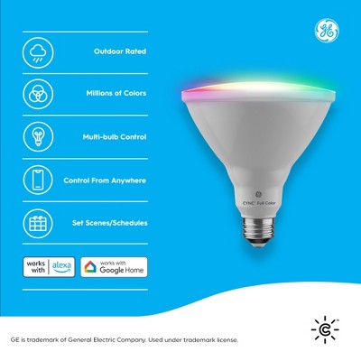 GE CYNC Smart Color Changing PAR38 LED Outdoor Floodlight Bulb