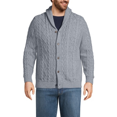 Lands' End Men's Big Cotton Blend Cable Shawl Cardigan Sweater - 4x Big ...