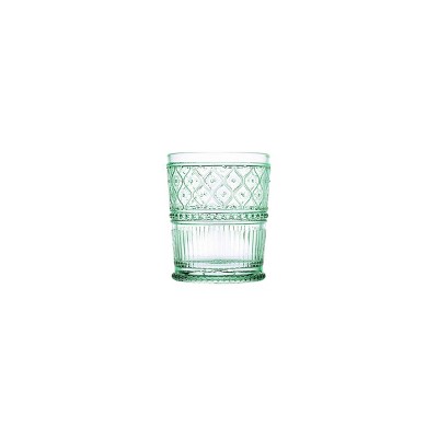 Green Ribbed 12oz Double Old Fashioned Glasses Set of 4