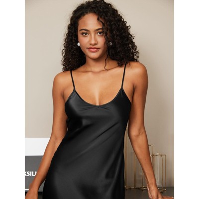 SilkSilky Women's Spaghetti Strap Long Silk Nightgown/Dress
