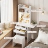 TIRAMISUBEST Small Space Vanity Table Set with 3 Adjustable Lighted Mirror and Storage Chair, Makeup Vanity Table for Small Space - 3 of 4