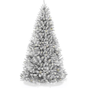 Best Choice Products Artificial Christmas Tree, Premium Pre-Lit Spruce Design, Dense Branches – White Spruce - 1 of 4