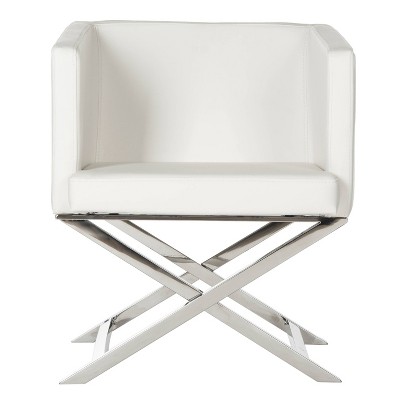 Upholstered Chair White Chrome - Safavieh