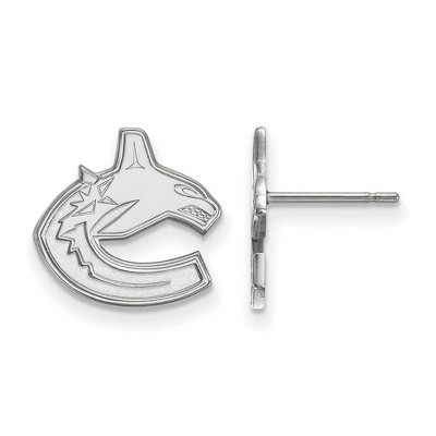 Black Bow Jewelry 14k White Gold Vancouver Canucks NHL Stud Earrings