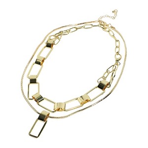 SOHI Women's California Gold Industrial Chainlink Multi-Layer Necklace - 1 of 4