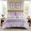 Okak 5-Piece Purple Seersucker Daisy Pattern Bed Comforter Set with Throw Pillow,Comfortable Coverlet Bedding Sets,Farmhouse Style - 2 of 4