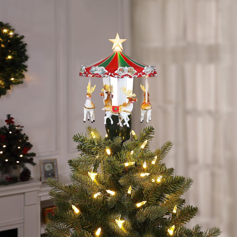 Mr. Christmas Animated LED Carousel Christmas Tree Topper, 4 of 6