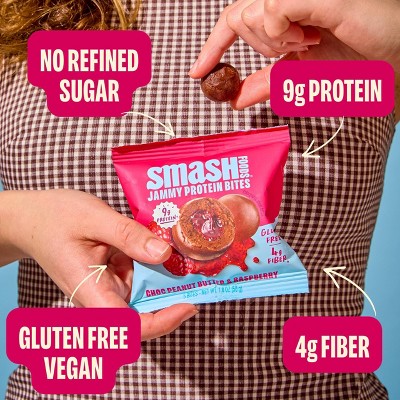 Smash Foods Gluten Free Choc Peanut Butter & Raspberry Jam Protein Bites - 9g Protein - 7.1oz/4pk