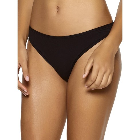 Felina Women's Blissful Basic Thong | Panty | No VPL (Black, Small-Medium)