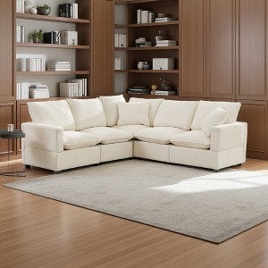 86" Chenille L-Shaped Modular Sectional Sofa with 2 Pillows - 1 of 4