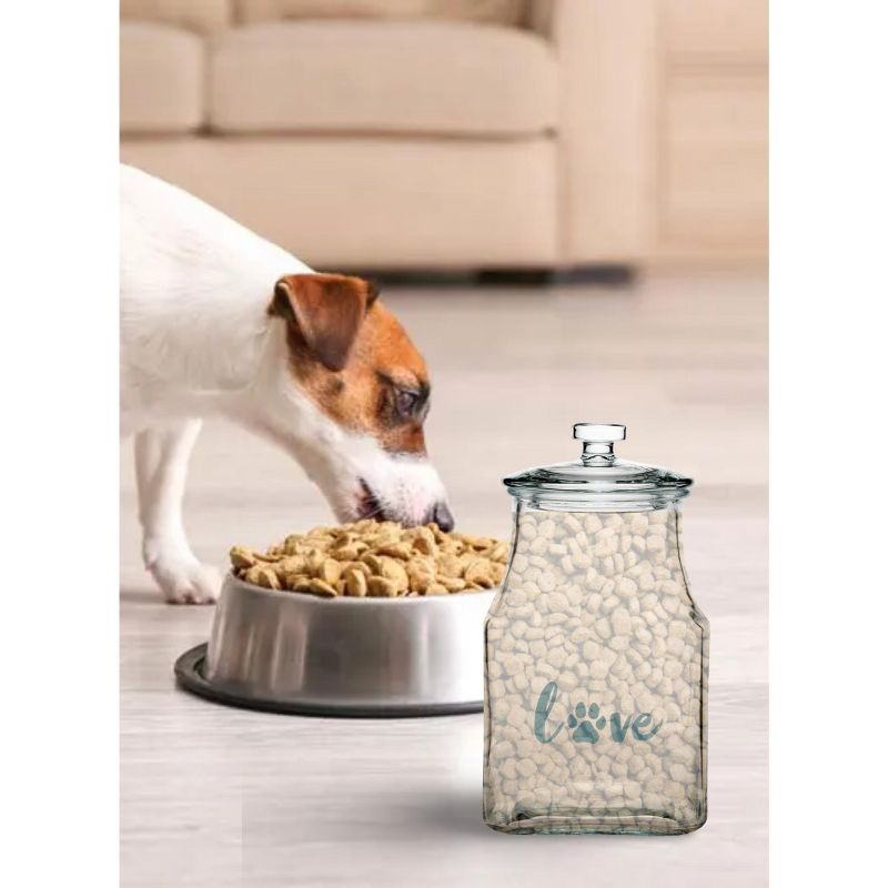 Amici Pet Love Glass Canister Square Jar, Dog and Cat Food Storage Container, Food Safe, Airtight Lid with Handle and Plastic Gasket, 52 oz., 5 of 6