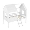 Whisen Morden Design Twin Size Low Loft Wood House Bed with Two Side Windows - 3 of 4