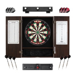 Viper AIM 360 Dartboard, Metropolitan Cabinet, Laser Throw Line, Dartboard Lights, and Darts with Spare Flights - 1 of 4